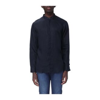 A|X Armani Exchange Regular Fit Linnen overhemd - Heren - Overhemden - Blauw - Maat: M Linnen