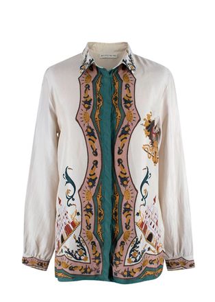 Etro Ivory Printed Silk Shirt Size S