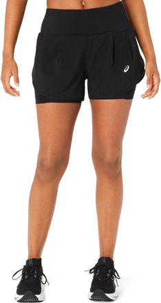 Asics Laufshorts ASICS ROAD 2-N-1 3.5IN SHORT, Damen, Gr. XL (46/48), N-Gr, schwarz (performance schwarz, performance schwarz), Obermaterial: 100% Polyester