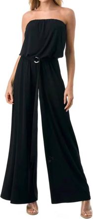Ariella Wide Leg Jumpsuit With Ring Belt In Black