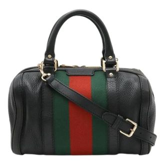 Gucci Pre-owned Handbags, female, Black, Size: ONE SIZE Pre-owned Leather 2way Boston Bag