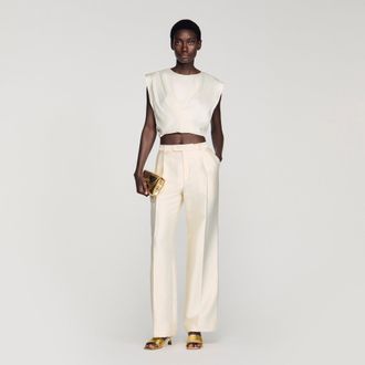 Sandro Pleated satin crop top