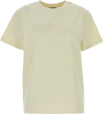 A.P.C. Off White Crew Neck Logo T-Shirt