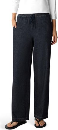 Eileen Fisher Stretch Organic Cotton Straight Leg Jeans in Dark Wash at Nordstrom, Size Large