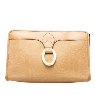 Dior Pre-owned Vintage Canvas Clutch - Dames - Pre-owned - Bruin - Maat: ONE Size Leer