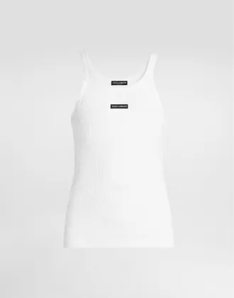Dolce & Gabbana Cotton Tank Top With Print - Man T-shirts And Polos White 44