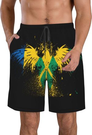 Generic Saint Vincent and The Grenadines Eagle Flag Mens Beach Shorts Breathable Board Shorts Waterproof Sports Shorts with Mesh Lining Surfing Shorts XL