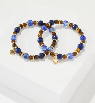 Talbots Bead Collection Stretch Bracelet Set - Clematis Blue/Gold - 001 Talbots