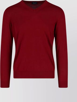 Drumohr ribbed v-neck knitwear with long sleeves