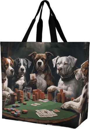 Generic Playing Card Dogs Carry Bag Durable Tote Bag Portable Shoulder Bags For Travel Ladies College