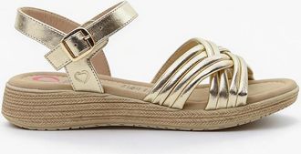 Heavenly Feet Womens Heavenly Feet SYMPHONY Womens Ankle Strap Sandals Gold - Size: 8