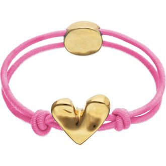 UNOde50 Elastic Thread Bracelet with 18K Gold-Plated Heart in Pink at Nordstrom, Size Medium