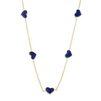 Jan Leslie Five Station Heart 30 Necklace Set In Sterling Silver With 18K Gold Overlay in Blue at Nordstrom