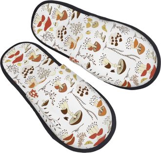 Generic Slippers For Women Mushrooms And Butterflies Print Large Slippers Comfy Casual Man House Shoes, For Hotel, Indoor Outdoor, Travel, L