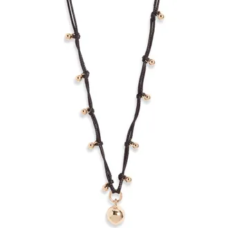 Open Edit Graduated Orb Necklace in Black- Gold at Nordstrom