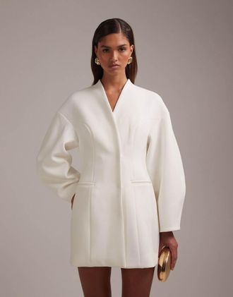Asos Vestito corto da sposa stile blazer strutturato avorio-Bianco