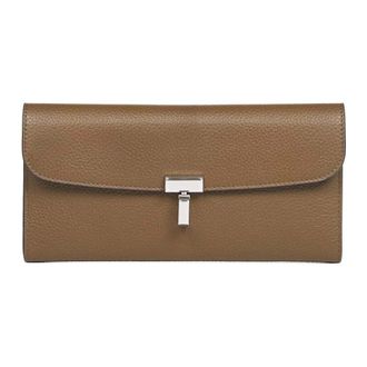 Toteme Accessoires, Dames, Grijs, ONE Size, Leer, T-Lock leren portemonnee