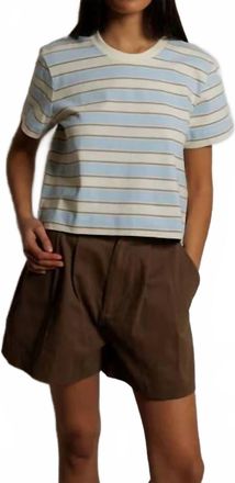perfectwhitetee Gia Short Sleeve Stripe Tee In Blue
