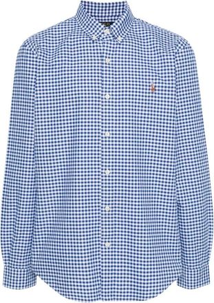 Polo Ralph Lauren Geruit Geborduurd Overhemd - Heren - Casual Overhemden - Blauw - 2XL - Katoen - Overhemden