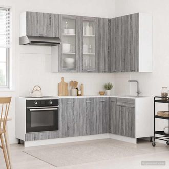 vidaXL Vidaxl Unit&agrave; Cucina Lyon 8 Pz Sonoma Grigio Legno Ingegnerizzato