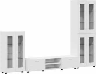 vidaXL TV Cabinet Set with Drawer with Shelf White Engineered Wood vidaXL