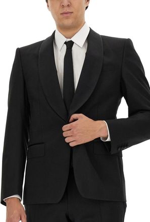 Dolce & Gabbana Virgin Wool Shawl Collar Blazer - Black