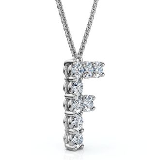 Pompeii3 1Ct Diamond Initial F Pendant 14k Gold 18 Necklace Lab Grown 5/8 Tall