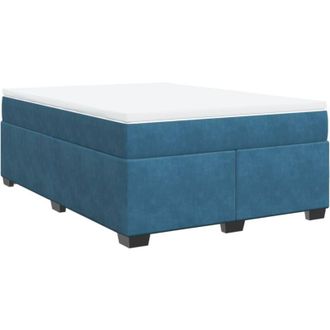 vidaXL Cama Box Spring Con Colch&oacute;n Terciopelo Azul Oscuro 140x200 Cm Vidaxl