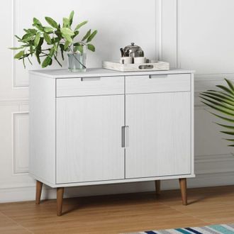 vidaXL Vidaxl - Credenza molde Bianca 90x40x80 cm in Legno Massello di Pino