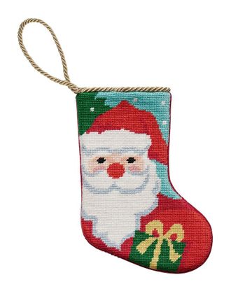 Peking Handicraft Santa Embroidered Needlepoint Mini Stocking