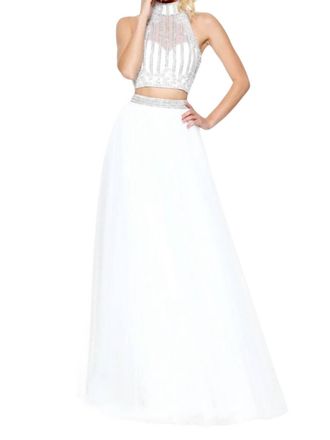 Sherri Hill Keyhole Back Prom Dress In Ivory