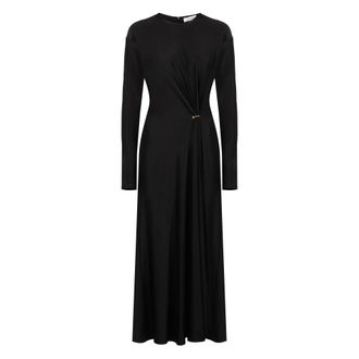 Paco Rabanne Midi Dresses, female, Black, S, Draped Viscose Dress