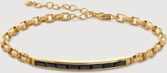 Monica Vinader Gold Mini Baguette Gemstone Chain Bracelet Black Spinel