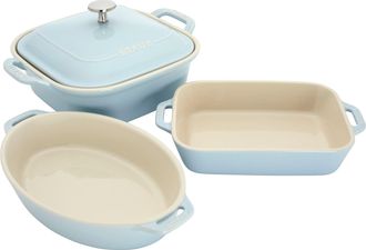 Staub Ceramic 4-pc Baking Pans Set, Casserole Dish with Lid, Brownie Pan, Pastel