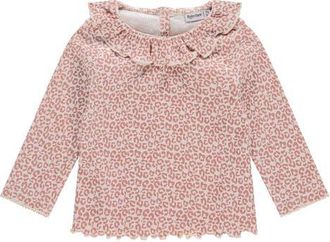 Babyface Leopard Print Long Sleeve Shirt in Light Pink at Nordstrom, Size 24M