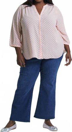 NYDJ Pintuck Button Down Blouse - Plus In Chez Geo