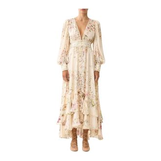 Camilla Dames, Jurken, Beige, Maat: M Zijde
