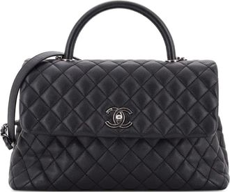 Chanel Coco Top Handle Bag Quilted Caviar Medium satchel - Zwart