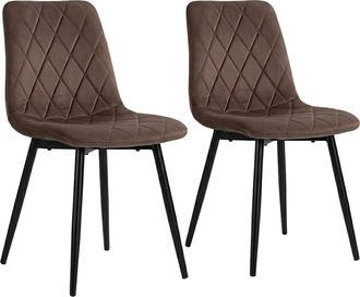 Relaxdays Sillas De Comedor Relaxdays, Set De 2, Terciopelo, Patas Met&aacute;licas, 120 Kg, Sal&oacute;n Y Cocina, Tapizadas, Marr&oacute;n