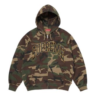 SUPREME SS26 Cracked Raglan Zip Up Hooded Sweatshirt Woodland Camo SUP-SS26-192-CAM