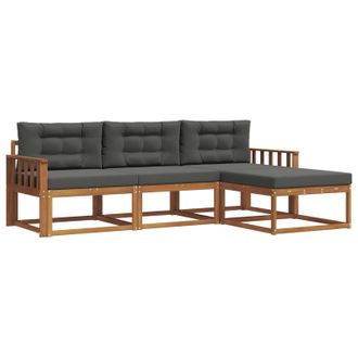 vidaXL Conjunto De Sof&aacute;s De Exterior 4 Pcs Natural Y Antracita Vidaxl