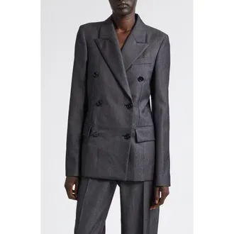 Balenciaga Double Breasted Wool Twill Jacket in 4100 Navy at Nordstrom, Size 10 Us
