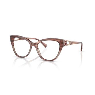 Emporio Armani 3212 Vista Translucent Brown Acetate Cat-Eye Eyeglasses with Gold Accents
