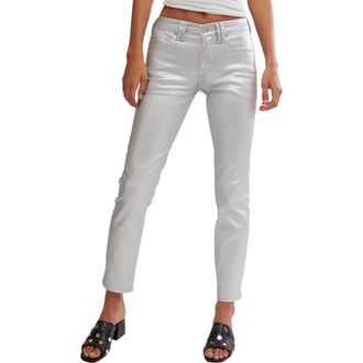 Free People Oracle Metallic Low-Rise Slim Ankle Straight Jeans in Divine at Nordstrom Rack, Size 27