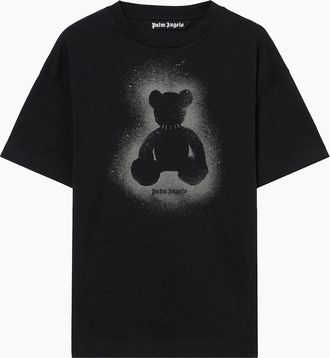 Palm Angels Mens Spray Bear Regular tee Black - Size: 40