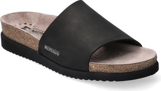 Mephisto Hanik Slide Sandal in Black Nubuck Leather at Nordstrom, Size 10