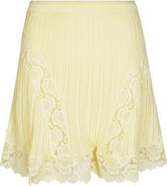 Self Portrait Pointelle Skirt In Yellow
