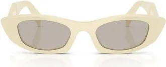 Prada 52mm Oval Sunglasses in White Milk /Light Brown at Nordstrom