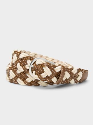 LEYVA Mens Leather and fabric braided belt