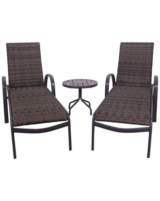 Courtyard Casual Santa Fe Wicker 3Pc Chaise Lounge Set